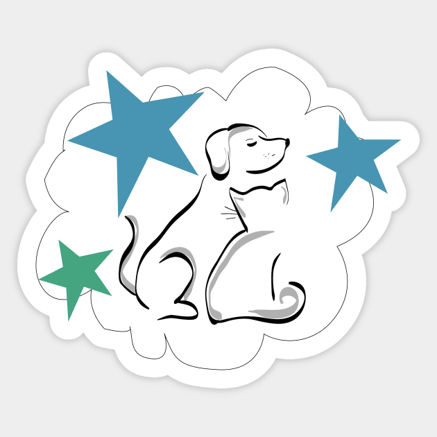 Cat and dog love Sticker by RipaDesign